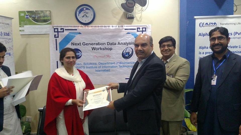 Alpha Genomics and Next Gen. Solutions cordially thank to Prof. Dr Bushra Mirza for her gracious presence to conclude NGS training